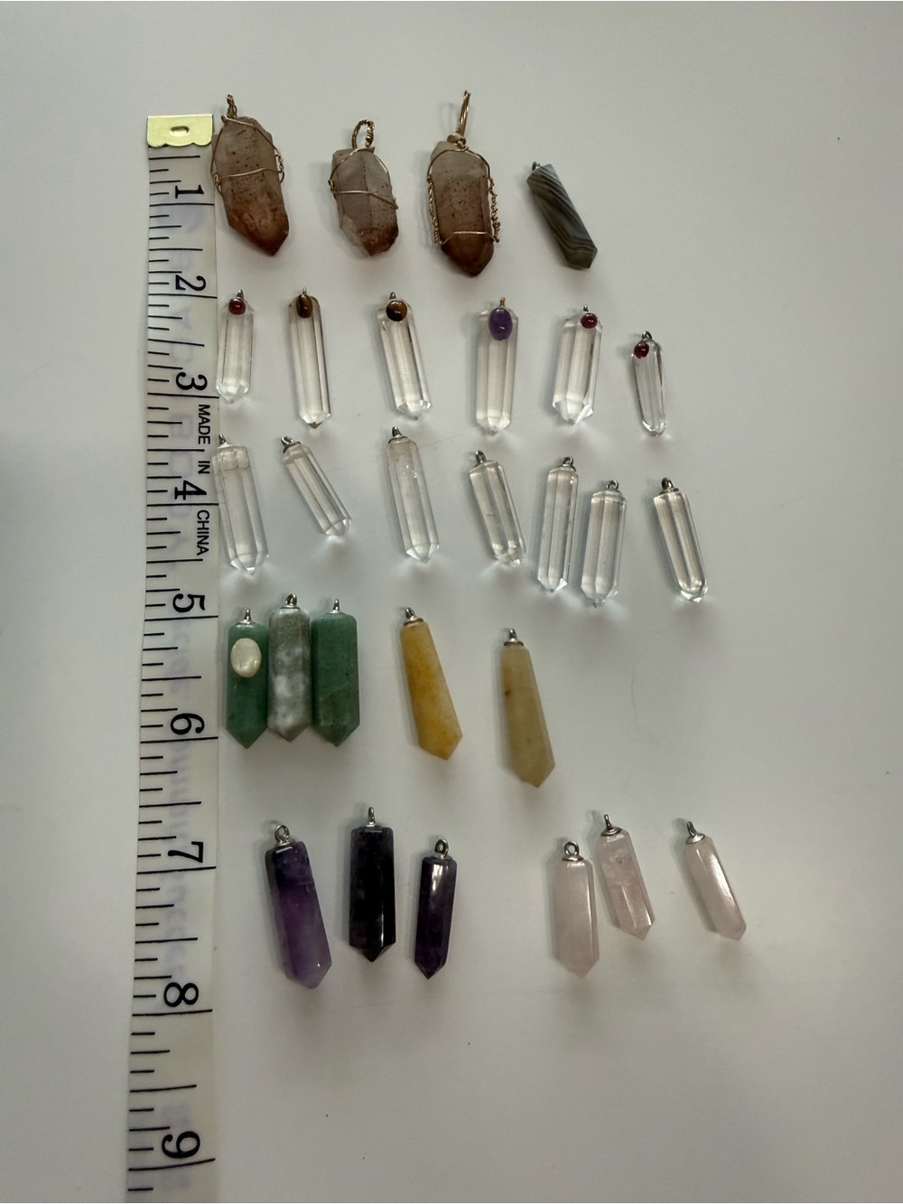 Clear Quartz and Mixed Gemstone Point Pendant Set - Women Jewelry